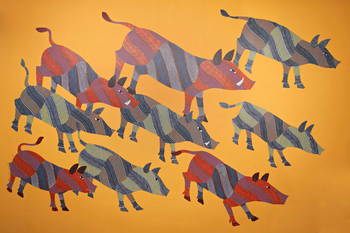 Samode Safari Lodge Samode Safari Lodge: Naive Darstellung von Wildschweinen