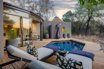 Sabi Sabi Bush Lodge: Privater Pool bei wärmendem Sonnenuntergang