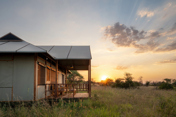 Nyikani Camp Central Serengeti: Sonenuntergang am Zelt