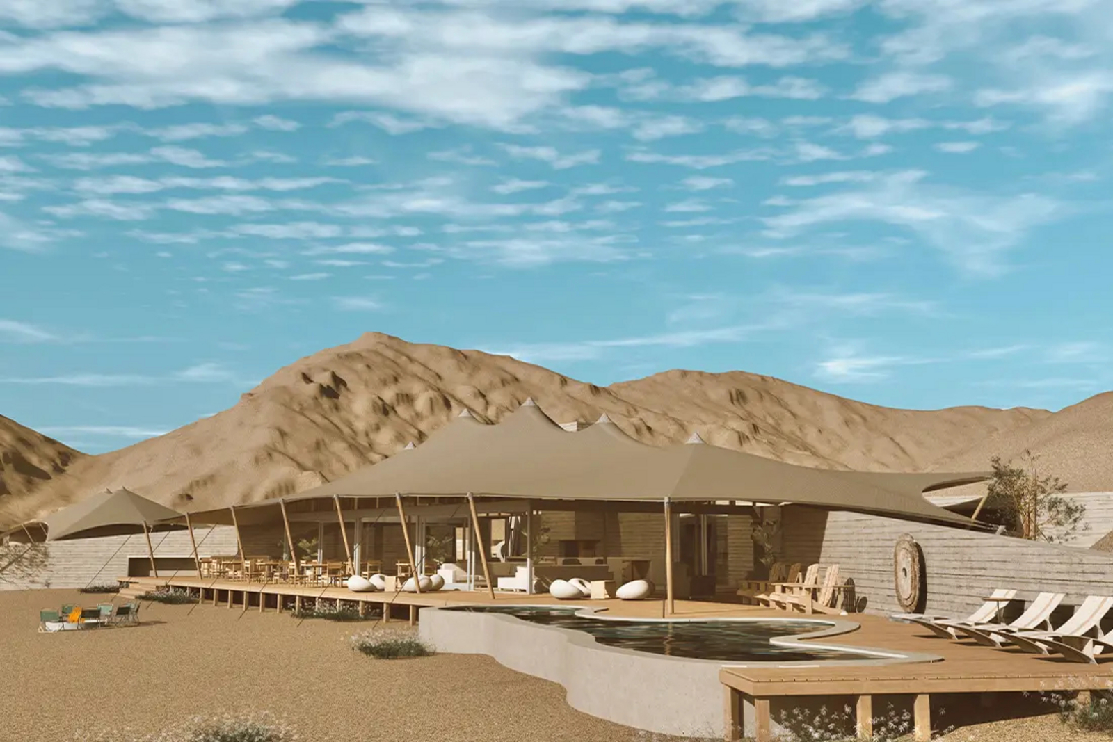 Hoanib Elephant Camp Hoanib Elephant Camp: Architektenskizze - Pool am Hauptzelt