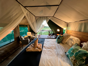 Kala Camp: Gästezelt - Bett unter Moskitonetz