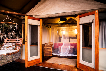 Busanga Bush Camp: Blick ins Zelt