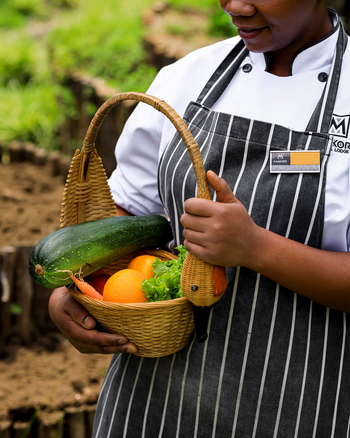 Amakoro Songa Lodge: Korb mit Gemüse