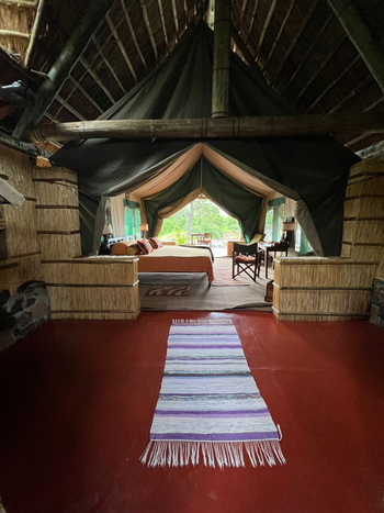 Mwagusi Safari Camp: Blick durch die Honeymoon Banda