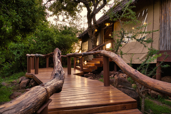 Elewana Serengeti Pioneer Camp: Treppe zum Hauptzelt