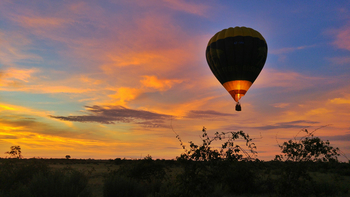 Mapula Lodge: Ballon vor Sonnenaufgang