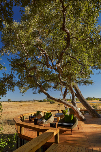 Tuludi Camp: Deck unter Bäumen