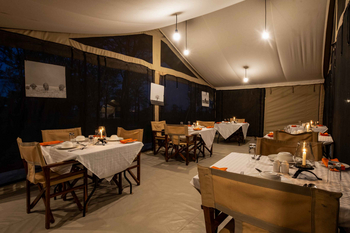 Mara Kati Kati Tented Camp: Abendessen mit Hängelaternen im Safarizelt