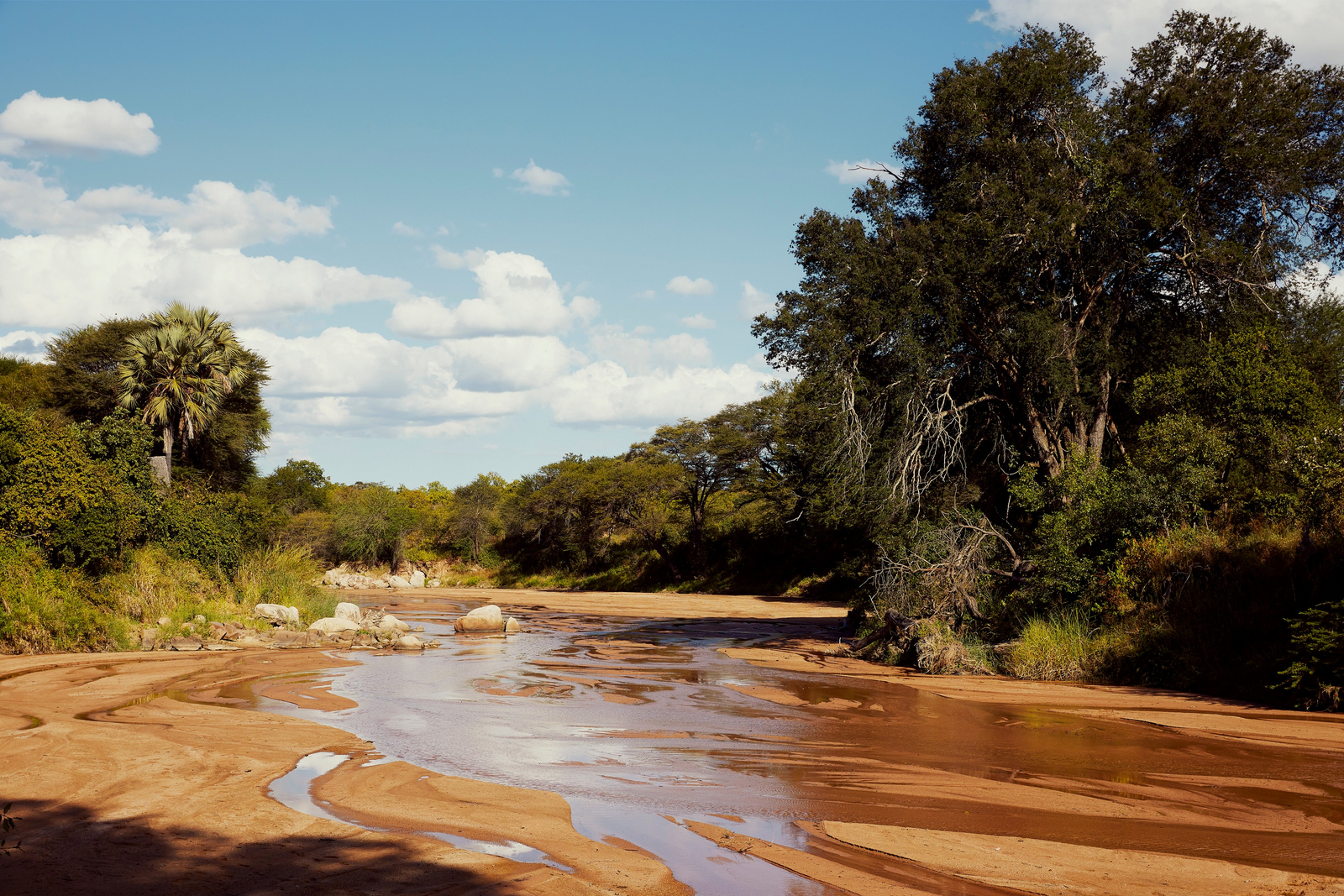 Laba Jongomero Laba Jongomero: Saisonaler Flusslauf in grüner Umgebung