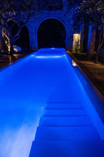 Giraffe Manor: Pool bei Nacht