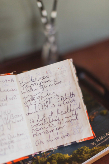 Musekese Camp Musekese Camp: Sichtungsnotizbuch