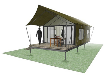 Liuwa Camp: Gästezelt - Architektenskizze