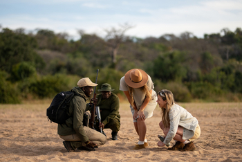 Kokoko Camp: Guide mit Gruppe