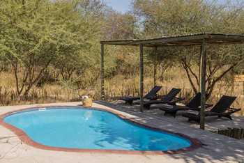 Boteti Tented Safari Lodge: Schattendach über den Liegestühlen