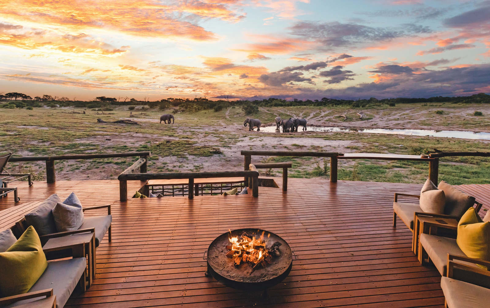 Savute Safari Lodge Savute Safari Lodge: Deck mit Blick zum Wasserloch