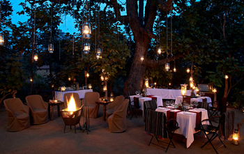 Samode Safari Lodge Samode Safari Lodge: Dinner unter alten Bäumen