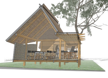 Liuwa Camp: Seitenansicht Speisesaal