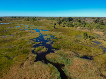 Duke's Camp: Luftbild der Lagune