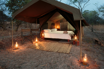 Nkonzi Bush Camp: Blick in ein Gästezelt