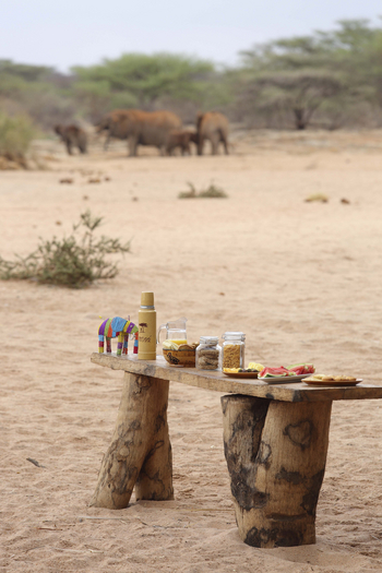 Saruni Rhino Camp: Kleines Büfett vor Camp