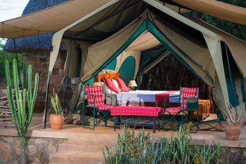 Kidepo Savannah Lodge: Blick in ein Safarizelt