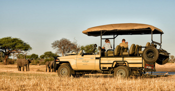 Somalisa Expeditions Camp: Safari Auto vor Elefanten