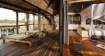 Savute Safari Lodge: Standard Room - Bett mit Moskitonetz