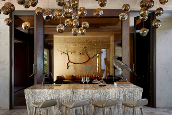 Cheetah Plains: Bar mit Natursteintresen und Vogel-Skulptur
