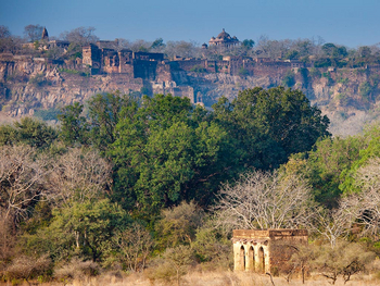 Sawai Vilas: Blick zum Fort Ranthambore