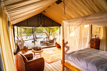 Painted Dogs Lagoon Camp: Blick aus einem Zelt