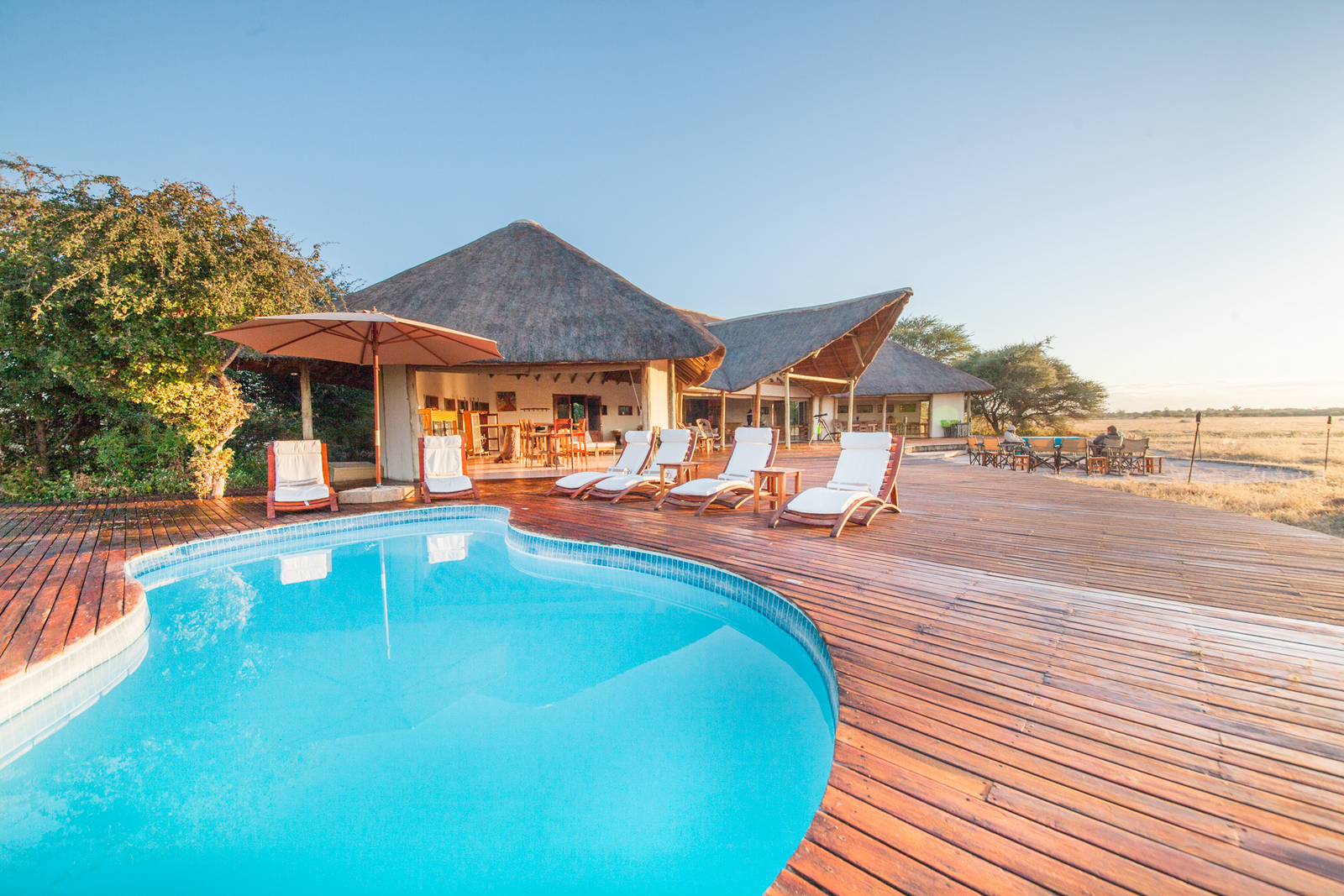 Nxai Pan Camp Nxai Pan Camp: Pool mit Liegestühlen