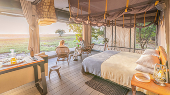 King Lewanika Lodge: Schlafbereich im Gästezelt