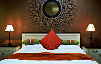 Villa Margherita: Doppelbett im Zimmer Lady Hamilton