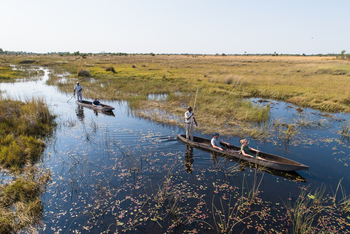 Moanachira Flood Plains: Mokorofahrt im Fluss Okavango