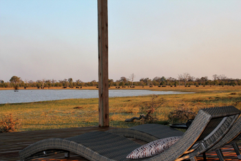 Nogatsaa Pans Chobe Lodge: Büffel vor der Lodge