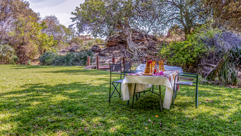 Tuli Safari Lodge Mashatu: Frühstück im Garten