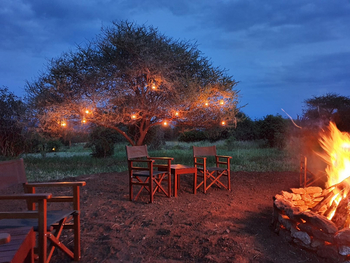 Tarangire Kuro Treetops Lodge: Lagerfeuer am Abend