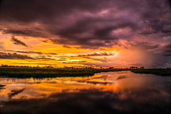 Duba Plains Camp: Abendstimmung in der Green Season