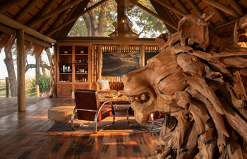 Sitatunga Private Island Camp: Löwenstatue Kopf seitlich