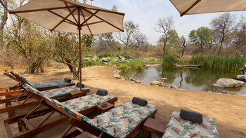 Thawale Lodge: Liegestühle am Wasserloch