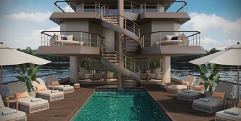 andBeyond Amazon Explorer: Bereitgestelltes Pooldeck auf Flussschiff Mittags