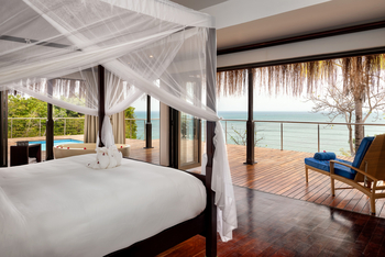 Anantara Bazaruto Island Resort: Schlafzimmer mit Doppelbett und Meerblick