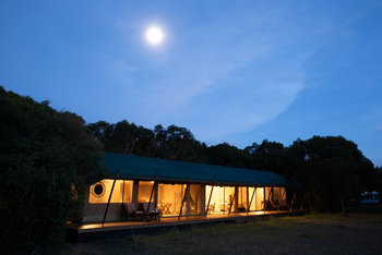 Saruni Wild: Gästezelt am Abend mit Beleuchtung