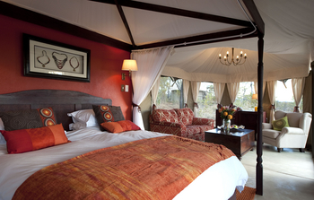 The Elephant Camp: Doppelbett unter abgehängten Decken