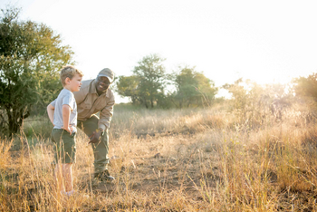 Singita Boulders Lodge: Kind und Guide Im Morgengold auf Safari