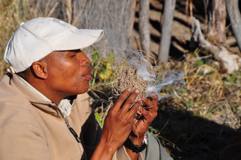 Tau Pan Camp Tau Pan Camp: Feuer anblasen