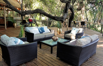 Setari Camp: Sitzgruppe unter Bäumen